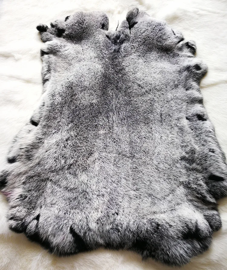 white gray Цветная коробка из кожи кролика Рекс, общий набор, сделай сам, Мобильная Сумка из меха кролика Рекс, воротник из натурального меха, одежда из кожи, мех кролика, шерсть 45*28 см - Цвет: white gray
