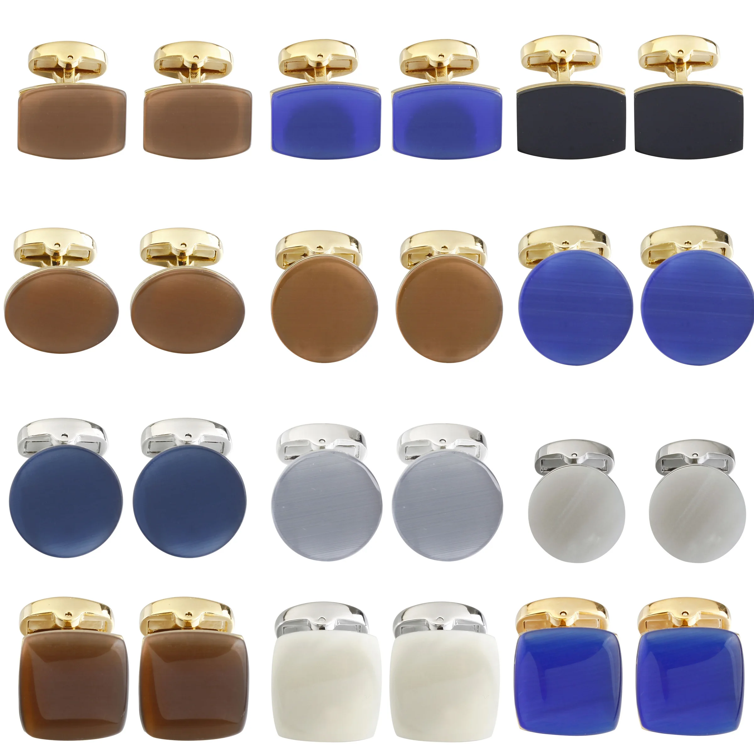 

Round/Square Gem Hand made CuffLinks for mens Color Cat's Eye cuff links Designer Brand gemelos para hombre camisa