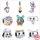 Бусины-подвески в виде животных, из серебра 925 пробы