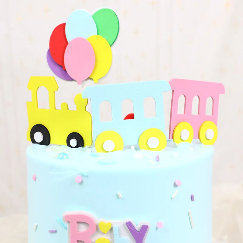 Милый набор для украшения торта из пены ЭВА маленький поезд двухслойная карточка