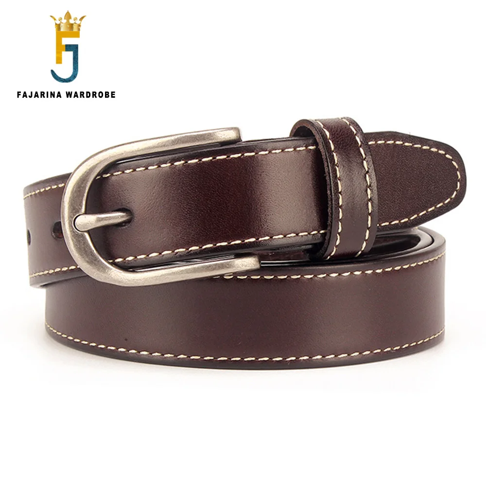 FAJARINA Ladies Quality Cow Skin Leather Retro Style Female Design Decorative Pin Buckle Cowhide Belts for Women 2.8cm N17FJ901