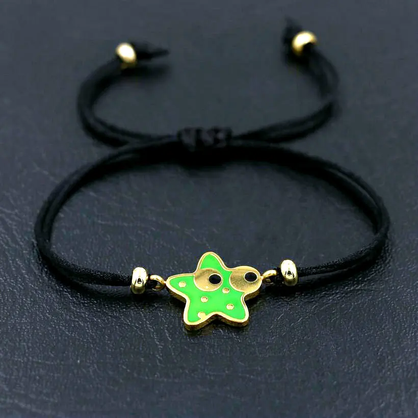 Нержавеющая сталь браслеты со звездами красного и черного цвета веревочная нить