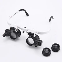 9892h 1 head mounted led lamp acrylic lenses double eye glasses magnifier loupe new 2020