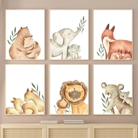 bear fox elephant lion alpaca koala wall art canvas painting nordic posters and prints cartoon wall pictures for kids room decor