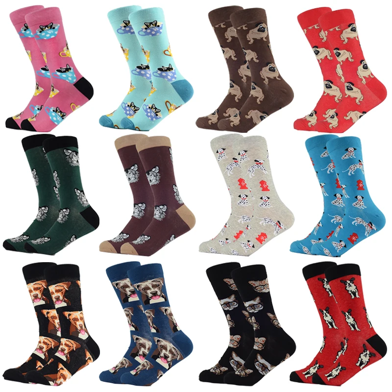 

Hot Sale Men's Animals Dogs Socks Men's Dress Cotton Socks Cat Wolf Pattern High Quality Funny Socks Casual Cotton Sport Socks