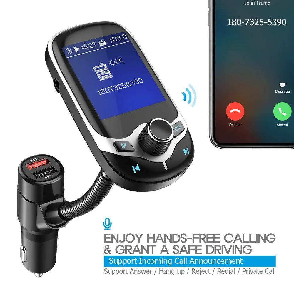 Автомобильный MP3 музыкальный плеер JINSERTA 2021 Bluetooth 5 0 приемник FM передатчик USB QC3.0