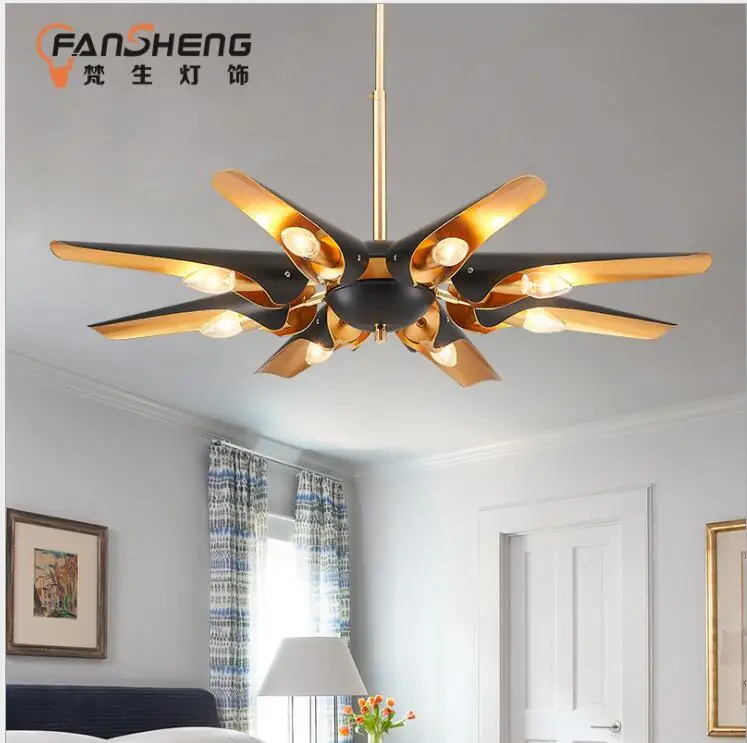 Post-modern metal diagonal aluminum tube creative 5 chandeliers American industrial style living room villa dining study li | Лампы и