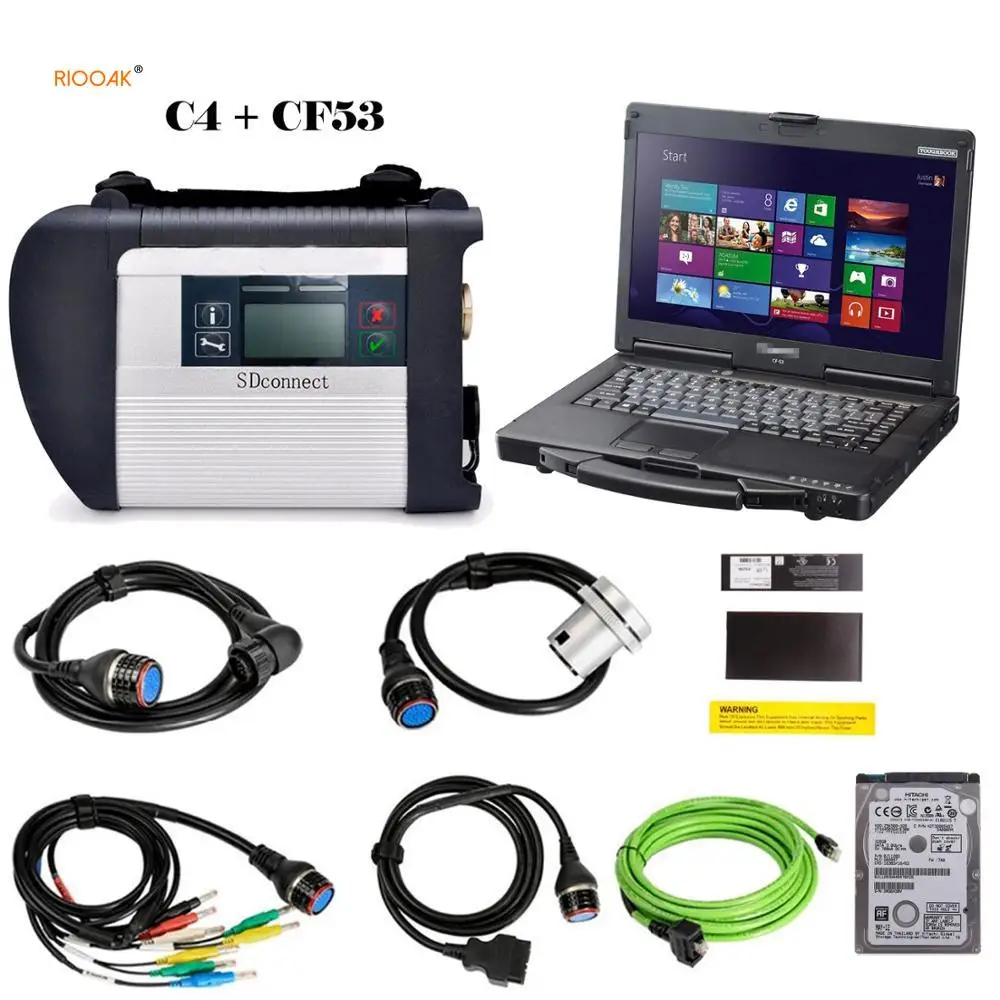 

Чип V2019.12, программное обеспечение, HDD, MB STAR C4 Мб SD, подключение Compact 4, диагностический инструмент, функция Wi-Fi, с ноутбуком CF53, 14 дюймов, LED