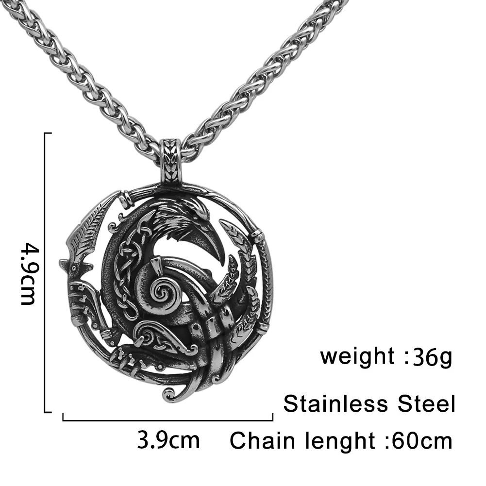 Ожерелье Ворон один для мужчин ювелирные изделия викингов нержавеющая сталь