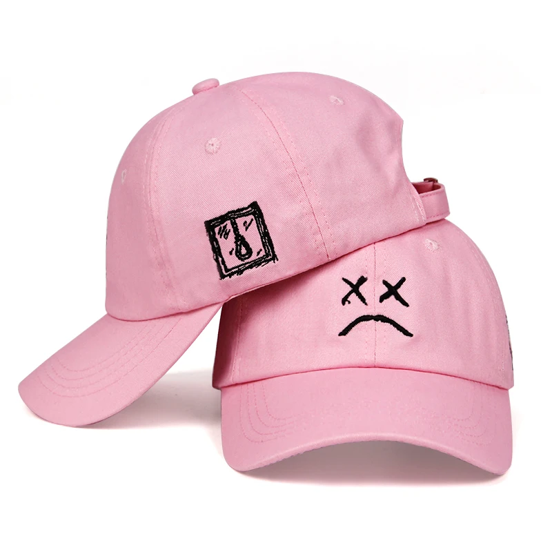 New Pink Lil Peep Dad шляпа с вышивкой хлопок Бейсболка Sad face шляпа xxxtentacion хип-хоп кепка Golf Love lil. peep Snapback для женщин и мужчин - Цвет: New Pink