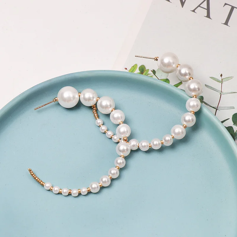 Новое прибытие C Форма жемчуг личности серьги девушки Круг манжеты обруч