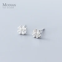 modian fashion flora ear studs for women sparking zircon cute little flower sterling silver 925 stud earrings fine jewelry gift
