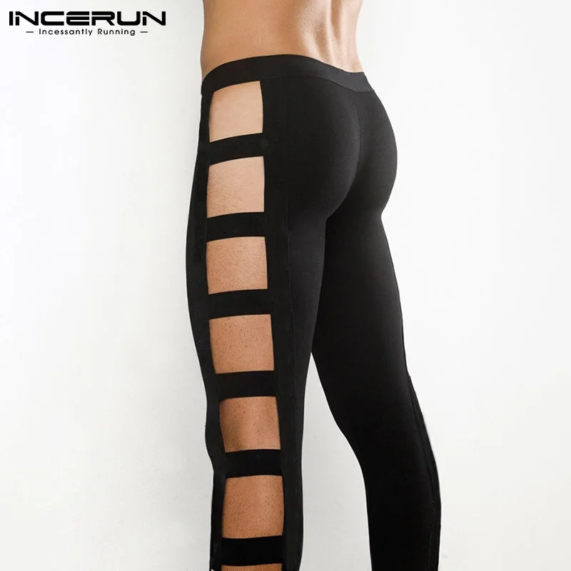 Новые мужские модные спортивные брюки эластичные джоггеры с вырезами стильные