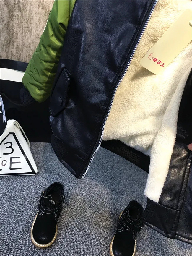 Куртка из ПУ кожи и хлопка для мальчиков 2 6 лет|Пальто парки| |