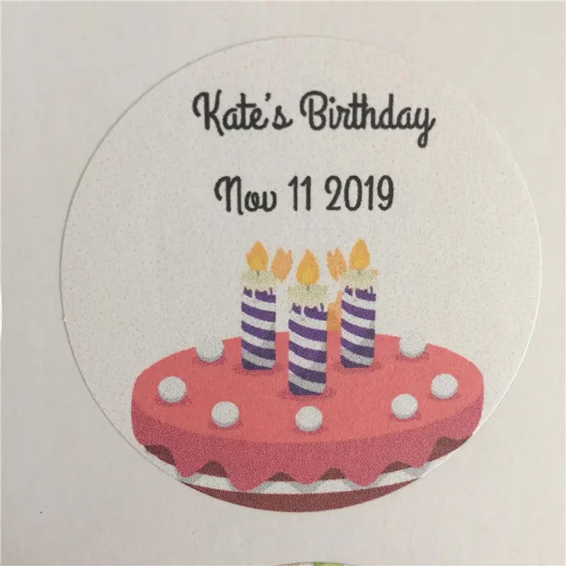

100 Pieces Custom Kid's Birthday Adhesive Sticker Personalized Gift Seals Decoration Round Labels