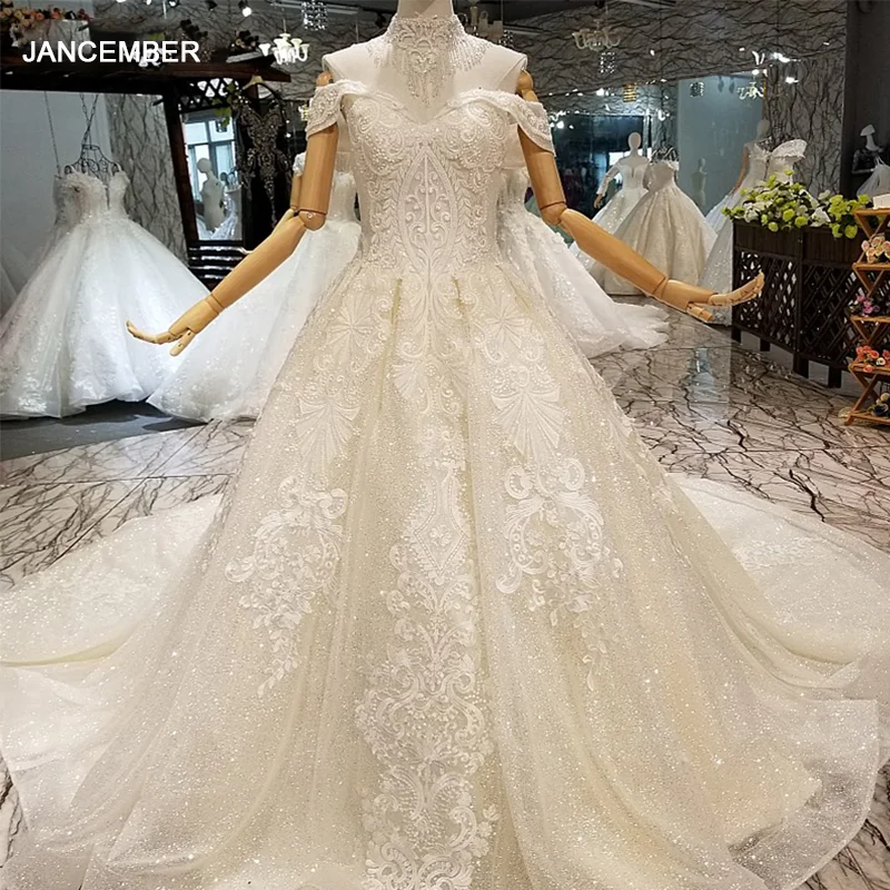 LS645741 блестящее кружевное шикарное простое свадебное платье украшенное бусинами