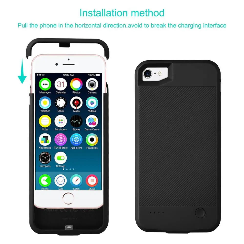Чехол для зарядного устройства для iPhone 7 8, чехол для аккумулятора, внешний аккумулятор, чехол для зарядки s, ультра тонкий внешний чехол