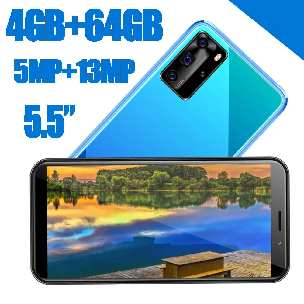 

Global 4GB RAM 64GB ROM Wifi 6A Smartphones 5.5 INCH 13MP HD Camera Face ID Unlocked Android Mobile Phones Celulares 2SIM IPS