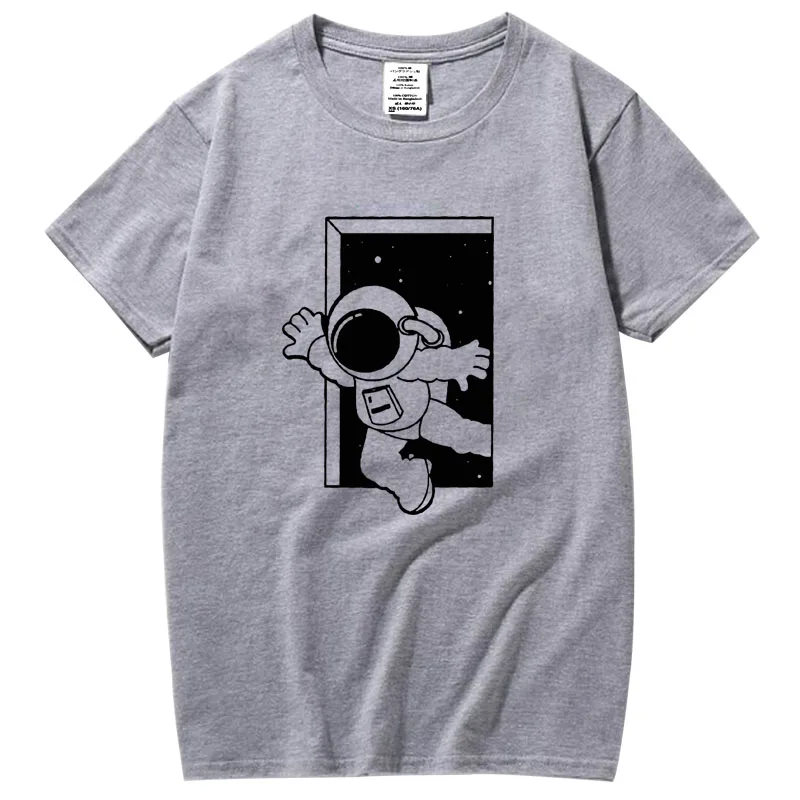 

2020 Men's T-shirt 100% Cotton High Quality Fashion Casual Funny Astronaut Printed Men T Shirt Casual Knitted Mens T-shirt Tops