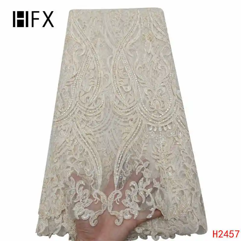 HFX африканская кружевная ткань роскошное вышитое бисером платье ручной работы