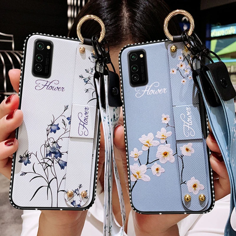 Мягкий чехол из ТПУ с ремешком на запястье для Samsung Galaxy S20FE S21 S8 S9 S10 S20Plus Note20 8 9 10