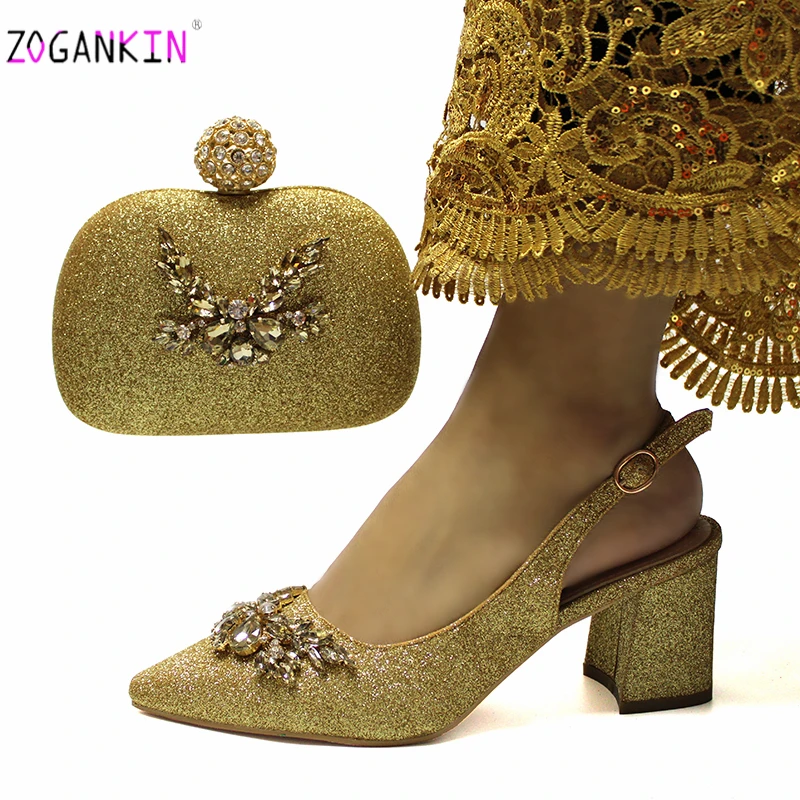 Высококачественная Женская обувь в итальянском стиле комплект из обуви и сумки