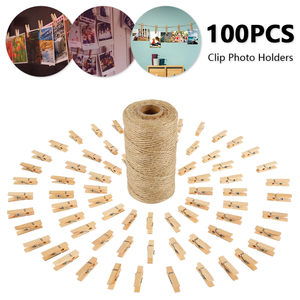 100 шт 35 мм винтажные натуральные деревянные клипсы бумага фото прищепка плетение