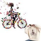 Модная одежда с цветочным рисунком для девочек, велосипедные патчи приклеивающиеся утюгом нашивки передачи тепла Термальность наклейки для женской одежды, подельные стикеры аппликация S4T-11
