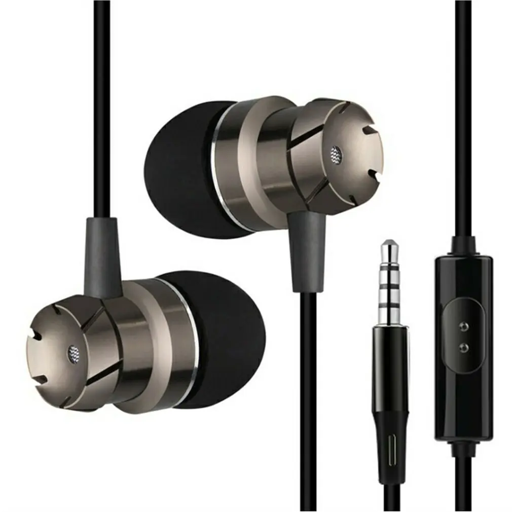 

Heavy Bass Metal In Ear Earphones Wired In-ear 3.5mm Wired Headset Headphone With Microphone Universal For Computer Mobile Phone