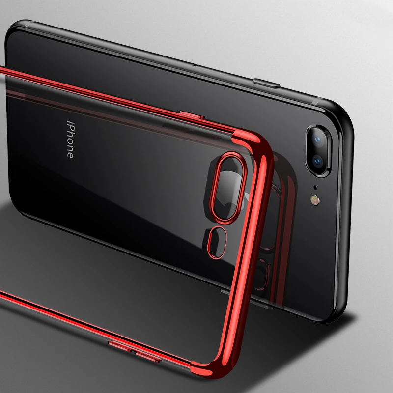 Мягкий чехол для iPhone 7plus прозрачный противоударный из ТПУ Тонкий силиконовый X XS