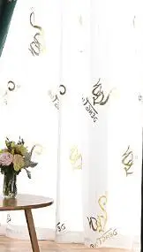 Gold Pattern Tulle Бронзовая ткань полиэстер занавеска для спальни гостиной 85% занавеска для дома деко отель обработка окон - Цвет: Gold Pattern Tulle