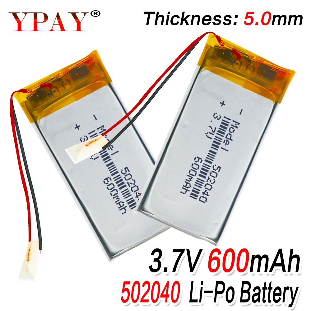 1/2/4 шт 3 7 V 502040 600mAh литий ионный аккумулятор Батарея Перезаряжаемые 600 мАч