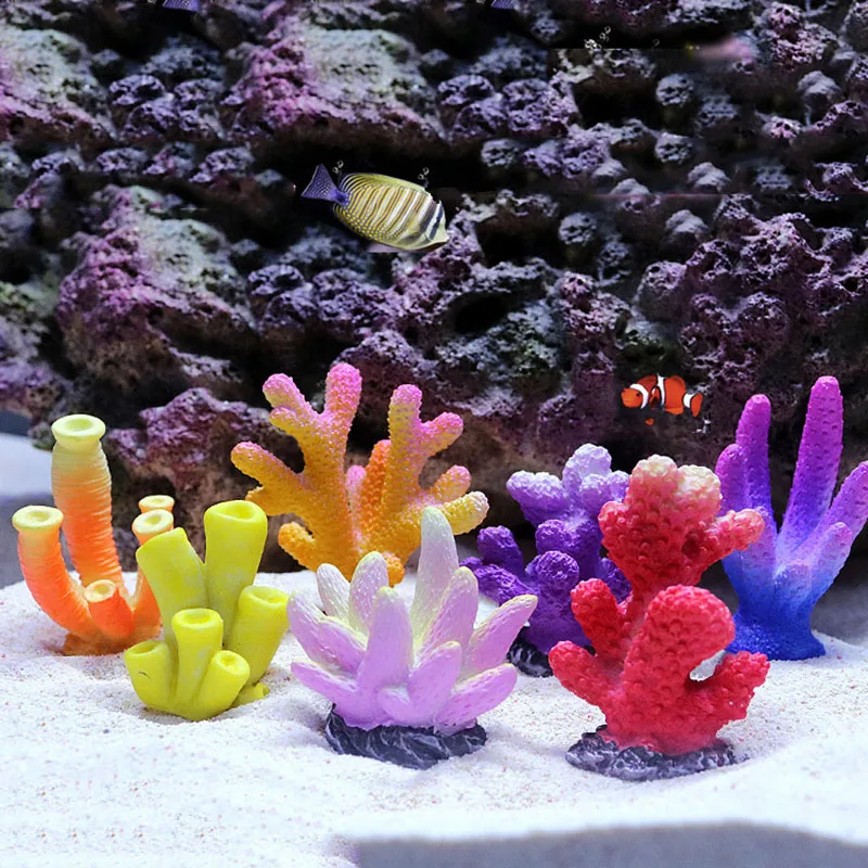 

Коралловое украшение из смолы, красочные рыбки, украшение для аквариума, искусственный Коралл для аквариума, смола, блестящие украшения