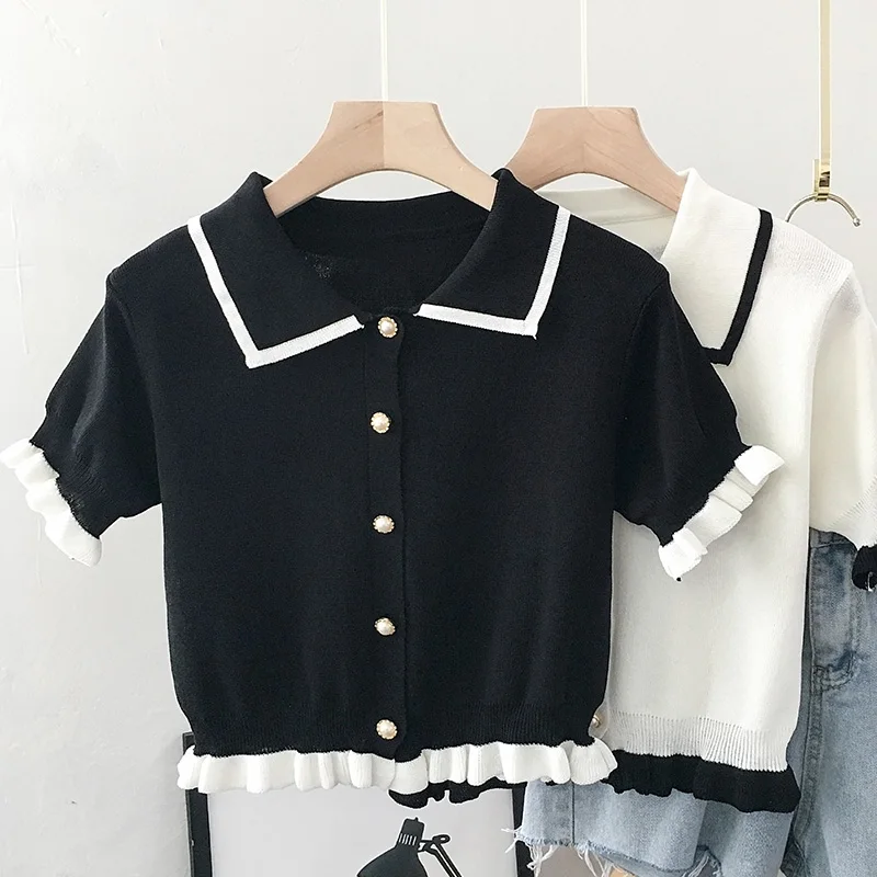 Рубашка в гонконгском ретро стиле с воротником Питер Пэн Женский дизайнерский