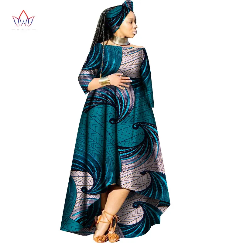 2017 Африканский Базен платья для женщин в африканском стиле Slash шеи свободные дам