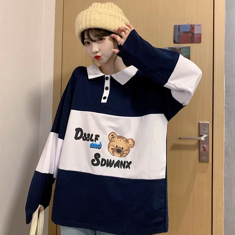 

Lapel Letter Long Sleeve Wear Style Stitching