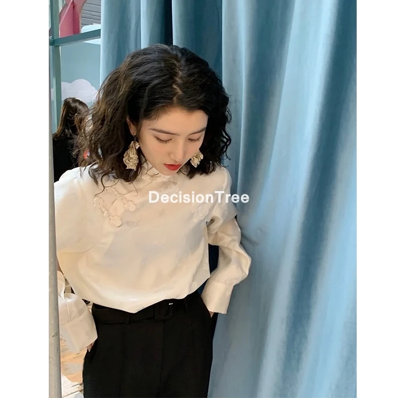 2021 традиционные китайские Кружевные Рубашки Топы в китайском стиле Ципао