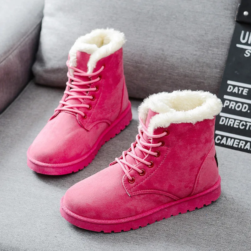 

Coslony Snow Boots 2020 New Mid-Calf Boots Ladies Cotton Winter Boots Women Warm Fur Women Shoes Winter Women Boots Lace Up