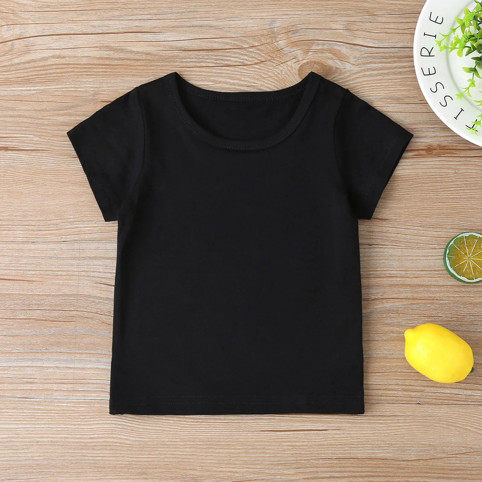 Одежда для новорожденных девочек и мальчиков Однотонная футболка с коротким