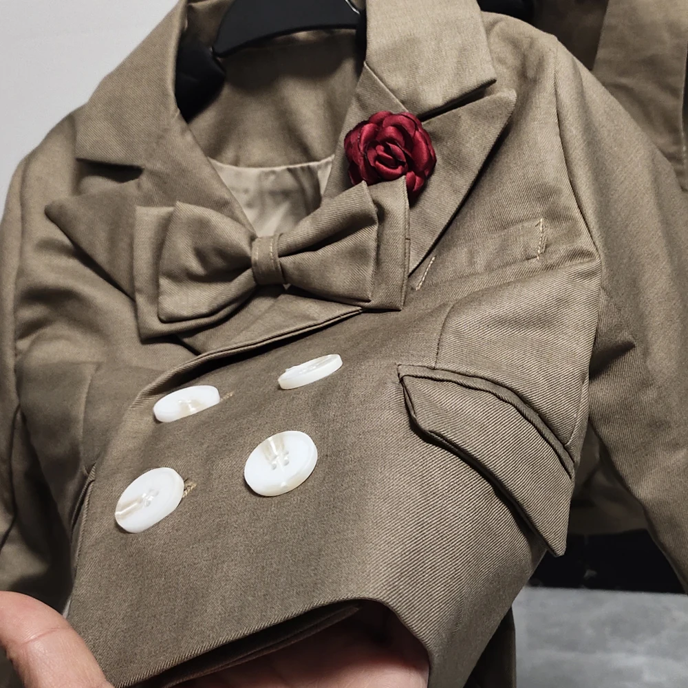 Костюмы для мальчиков на свадьбу Детские блейзеры цвета хаки маленьких