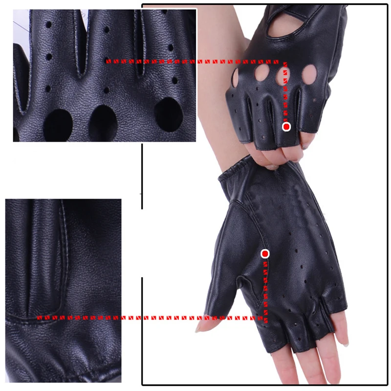 Хит продаж перчатки для вождения с полупальцами искусственная кожа женские без