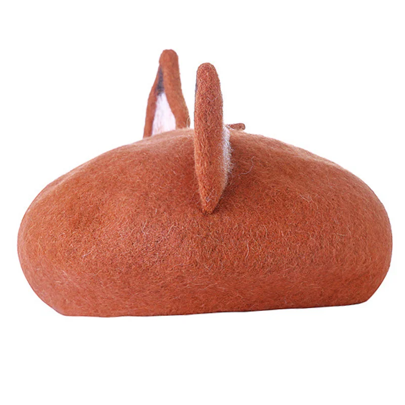 Женский шерстяной фетровый берет с ушками для кошек милая теплая шапка художника