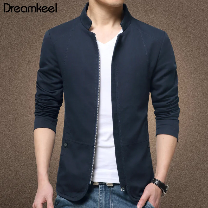 Мужская ветровка в британском стиле однотонная Повседневная приталенная куртка