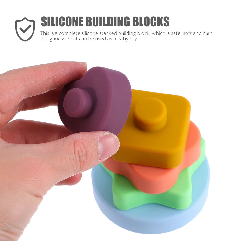 

1 Set Building Blocks Silicone Stacking Blocks Teether for Baby Toddlers