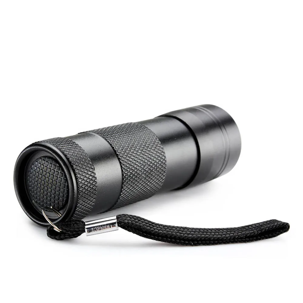 

NEW Mini Black 12 LED 395-400nm UV Ultra Blacklight Powerful LED Flashlight Torch 2 Modes For AAA Battery Self Defense
