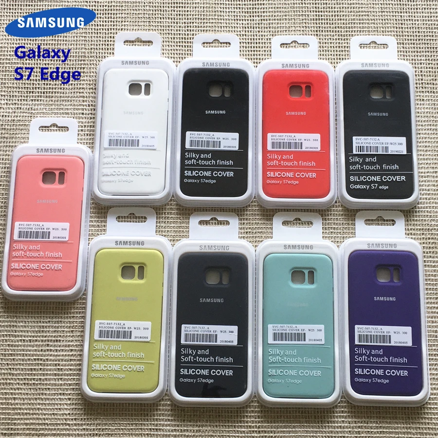 Шелковистый мягкий жидкий силиконовый чехол для Samsung Galaxy S7 Edge Оригинальный в