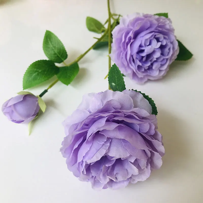 Purple 65 см 3 головки пионы Искусственные цветы ручной работы шелковые пионы невесты букет из цветов Свадебные украшения дома поддельные пионы цветок - Цвет: Purple