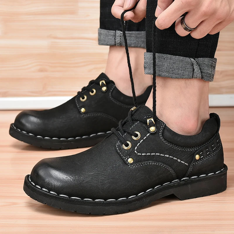 

100% Genuine Leather Men's Shoes England Fashion Business Casual Lightweight Flexible Non-slip Comfortable Business Shoes Men %
