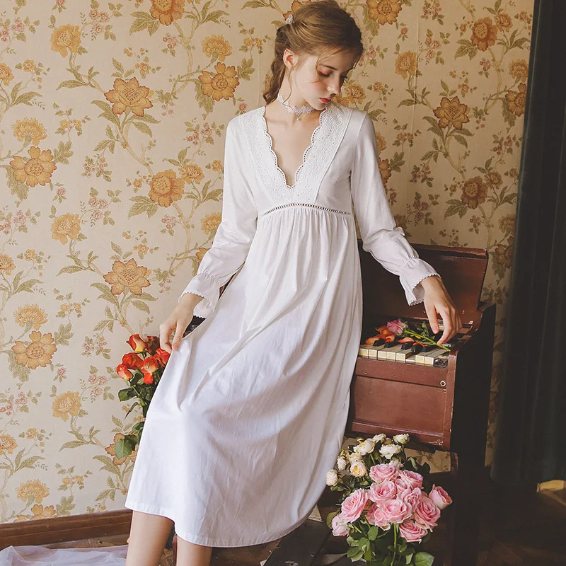 Женская ночная рубашка с кружевными краями вязаная Пижама присборенной талией