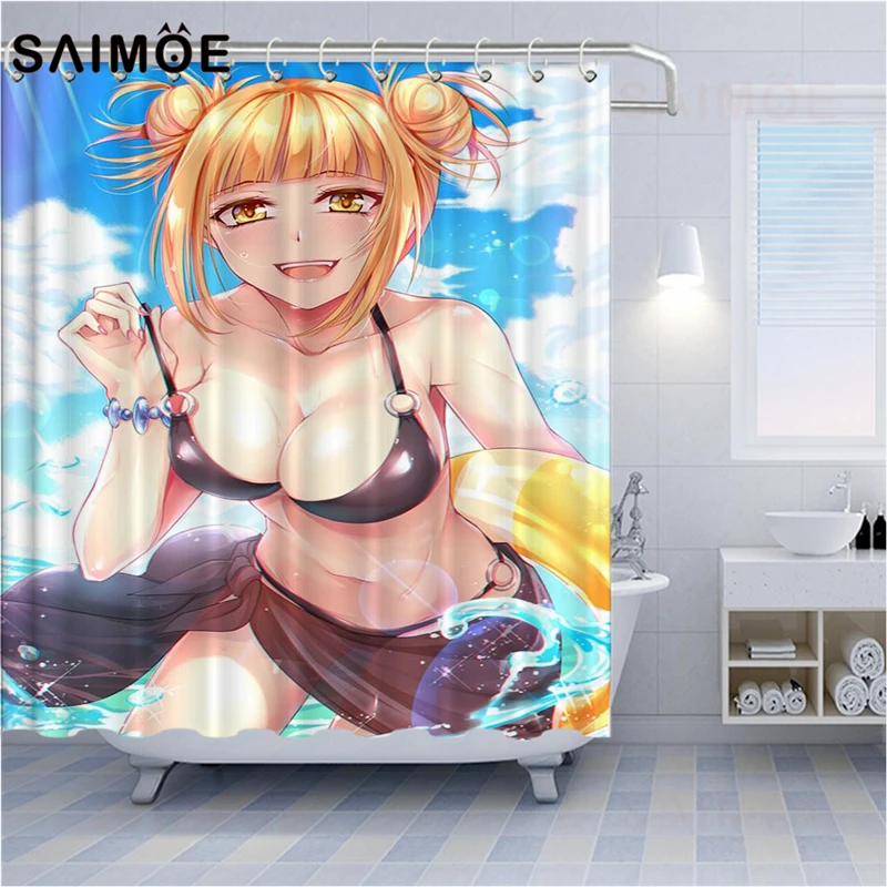 Шторка для душа SAIMOE в стиле аниме водонепроницаемая занавеска ванной комнаты с 3D